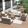YOOCOZZ 7-Piece Wicker Conversation Set with Thick Cushion and Acacia Storage Table - 2 of 4