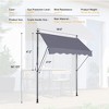 118" Non-Screw Manual Retractable Awning with UV Protection - Versatile Outdoor Sun Shade for Patio, Door, and Window - 4 of 4