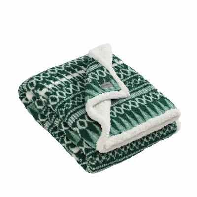 50"x60" Alpine Fair Reversible Throw Blanket Isle Green - Eddie Bauer: Cozy Microfiber, Machine Washable