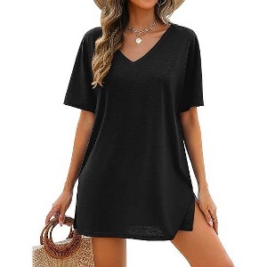 AI'MAGE Women's Swimsuit Coverup Short Sleeve Bathing Suit Cover Up Casual T-Shirt Dress Loose Beachwear Coverups S-3XL - 1 of 3