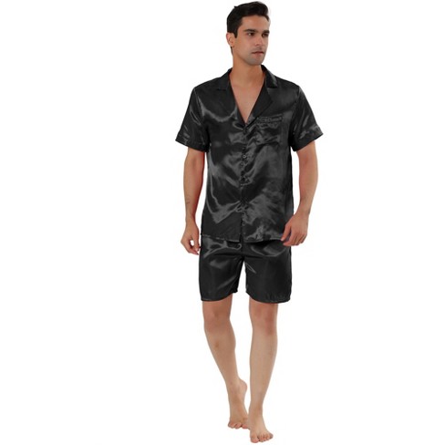 Summer Pajamas 3XL Men Silk Satin Pullover Shorts 2 Piece Set