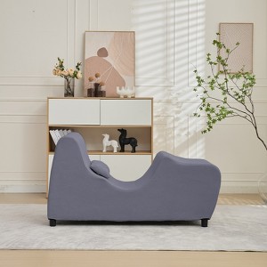 Mjkone Yoga Chair for Adults, Velvet Yoga Chaise Lounge Chair Indoor for Adult Exercise, Stretching, Relaxation,Dark Gray/Light Gray/Beige - 1 of 4