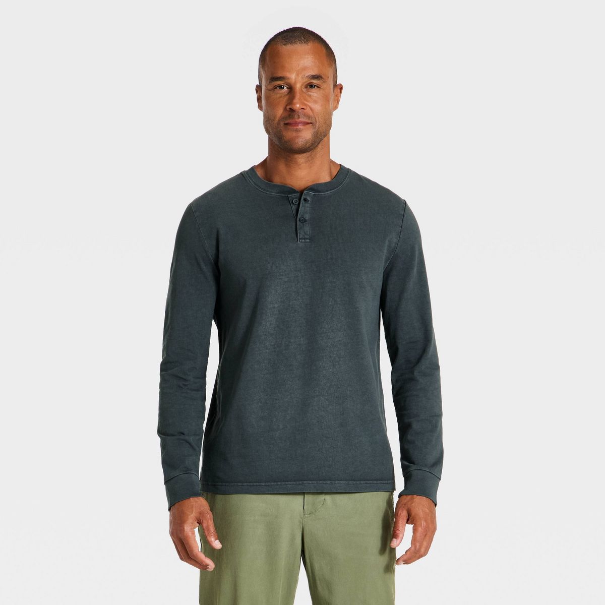 Men's Vintage Long Sleeve Lightweight Texture Henley Shirt - Goodfellow & Co™ - thumbnail 4