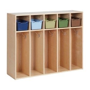 ECR4Kids Streamline 5-Section Toddler Coat Locker, Classroom Furniture - 1 of 4
