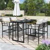 YOOCOZZ 5-Piece Outdoor Patio Iron Dining Set with Acacia Wood Armrests and Seat Cushions - 2 of 4