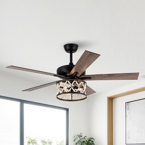 Parrot Uncle 52" Black Indoor Wood Beaded Ceiling Fan, Bohemian - 1 of 4