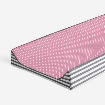 Bacati - Elephants Pink/Gray Pink Pin Dots Quilted Top Changing Pad Cover