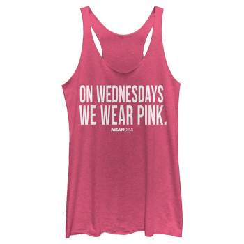 Women's Mean Girls On Wednesdays We Wear Pink Quote Racerback Tank Top