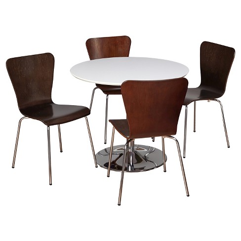 5pc Hillsboro Dining Set White/espresso - Buylateral: Modern Round ...