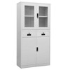 vidaXL Office Cabinet- Steel and Tempered Glass, Gray, 35.4"x15.7"x70.9" - Adjustable Shelves, Secure Locks, and Drawers for File Storage - 2 of 4