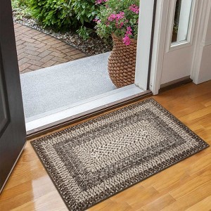 Washable Living Room Rugs Modern Braided Print Area Rug Border Design Accent Rugs for Bedroom Non-Slip Low Pile Area Rug - 1 of 4