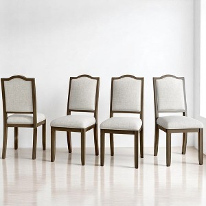 Mshliw Set of 4 Upholstered Dining Chairs, High Back Linen Fabric Kitchen Chairs with Solid Rubberwood Legs, Accent Chairs for Dining Room - 1 of 4