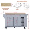 Vynxaria Kitchen Island - Rubberwood Countertop, 5-Wheel Rolling Cart with 5 Drawers, Storage Cabinet, Towel/Spice Racks for Dining & Kitchen,Grey - 2 of 4