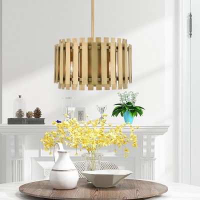 Greenwich Minimalist Natural Brass 5-Light Pendant Chandelier