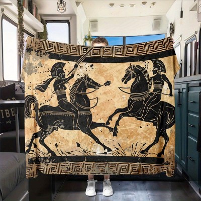 Ancient Greek Warrior Duel Flannel Blanket, Versatile Indoor and Outdoor Decorative Blanket, Christmas Gift.