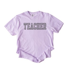 Simply Sage Market Embroidered Teacher Outline Garment Dyed Tee - 1 of 4