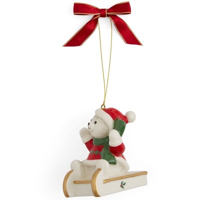Spode Christmas Tree Teddy On Sleigh Ornament - 3.5"