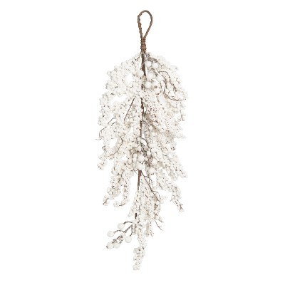 Transpac Foam 30 in. White Christmas Winter Berry Teardrop