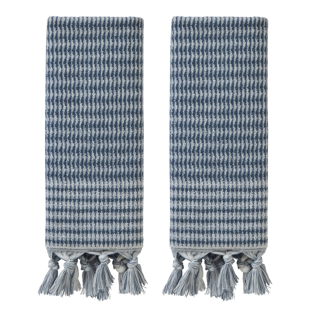 Photos - Towel 2pc Longborough Hand  Set Blue - SKL Home: Cotton Jacquard, Midweight, Machine Washable