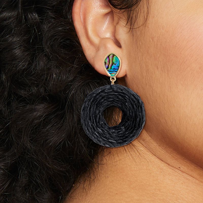 Raffia Ring Double Drop Earrings - A New Day&#8482; Gold/Black, 3 of 8