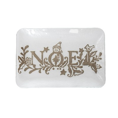Gallerie II "Noel" Decorative 100% Glass Christmas Plate Tray 9" x 12.5"