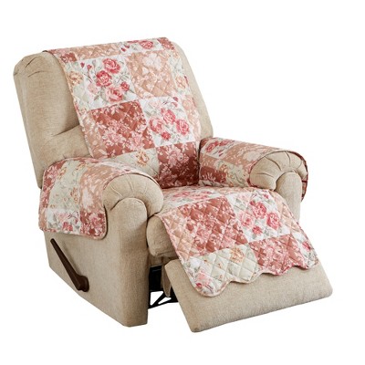 Burgundy and Taupe Floral Patchwork Microfiber Recliner Protector