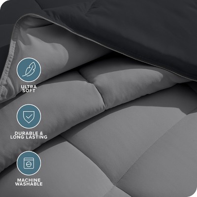 Queen Black and Gray Reversible Down Alternative Comforter