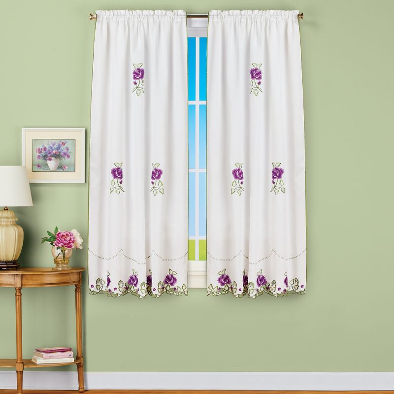 Collections Etc Rose Embroidery Drapes, 2 of 4
