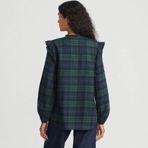 Lands' End Women's Ruffle Front Flannel Popover Blouse - 1 of 4
