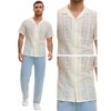 INSPIRE CHIC Men's Camp Collar Short Sleeve Button Down Party Mesh See Through Shirts - 4 of 4