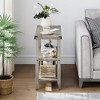 Grey Farmhouse End Table, 3 Tier Rustic Side Table, Narrow Sofa Table Set of 2 with Ample Storage Shelf - 4 of 4