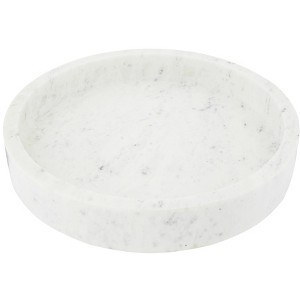 Storied Home Minimalist Round Carved Marble Tray or Charcuterie Board, White - 1 of 4