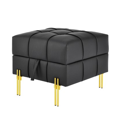 NicBex Storage Ottoman Bench for Bedroom,Leather Storage Bench with Golden Stainless Steel Legs,Ottoman for Living Room,Bedroom,Entryway