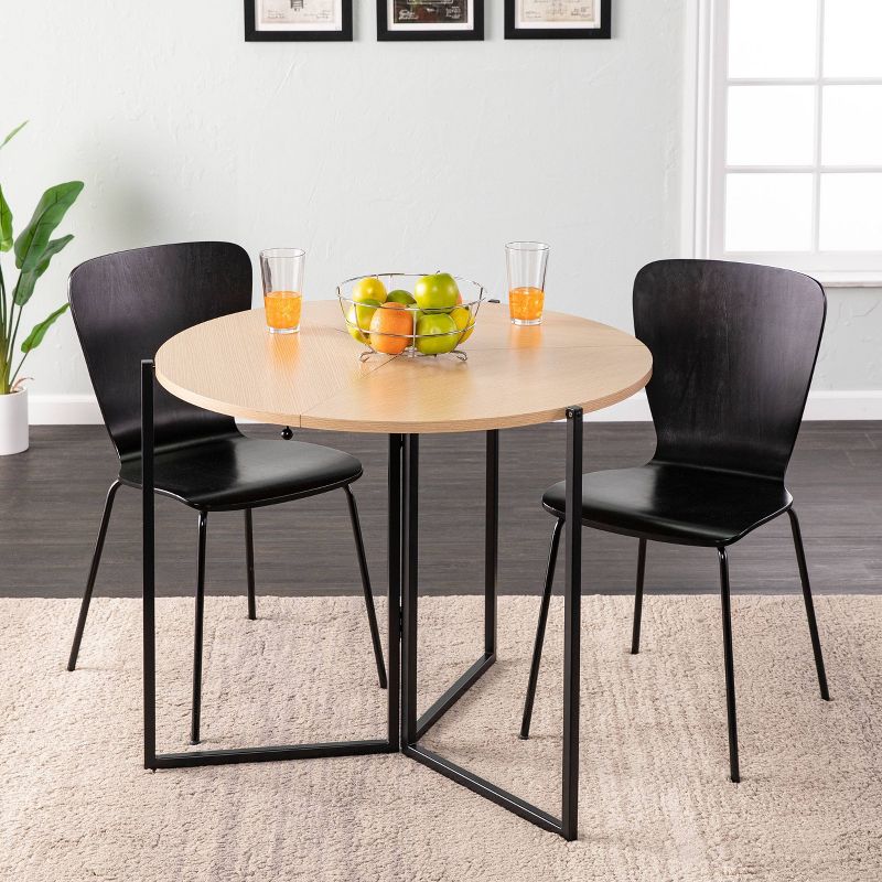 Valxina Round Folding Dining Table Natural/Black - Aiden Lane, 4 of 18