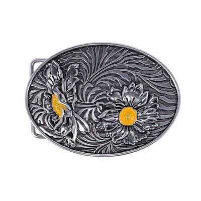 CTM Women's Floral Daisy Engraved Belt Buckle