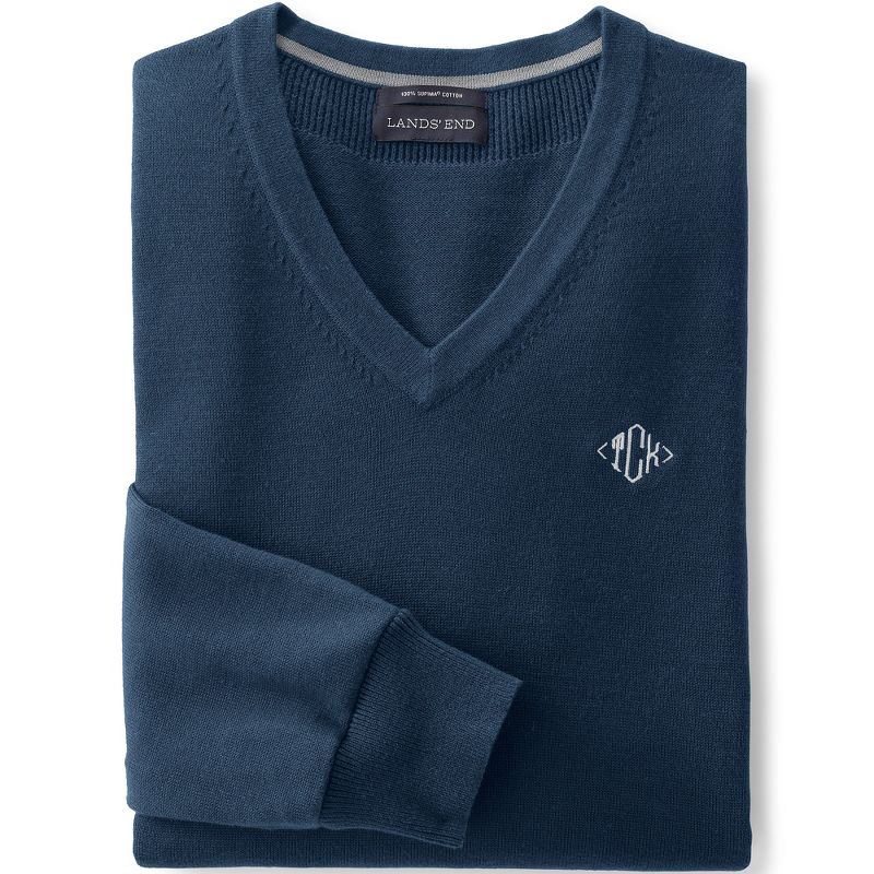 Lands' End Men's Classic Fit Fine Gauge Supima Cotton V-neck Sweater, 3 of 5