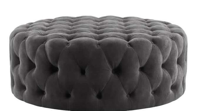 Beekman Place Button Tufted Round Cocktail Ottoman - Inspire Q&#174;, 5 of 6, play video