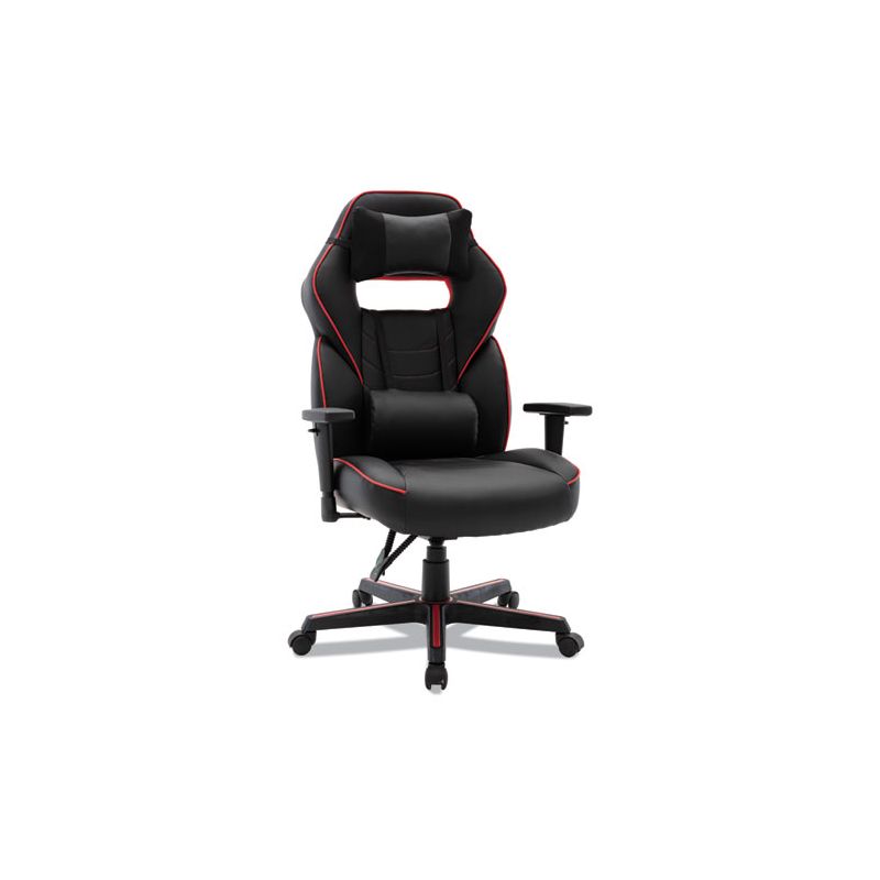 Alera Racing Style Ergonomic Gaming Chair, Supports 275 lb, 15.91" to 19.8" Seat Height, Black/Red Trim Seat/Back, Black/Red Base, 4 of 8