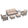 Sonkuki 6 Pieces Patio Sofa with Ottomans Set, All-Weather PE Rattan Wicker, Patio Conversation Couch with Cushion - 2 of 4