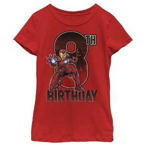 Girl's Marvel Iron Man 8th Birthday Action Pose T-Shirt - 1 of 4