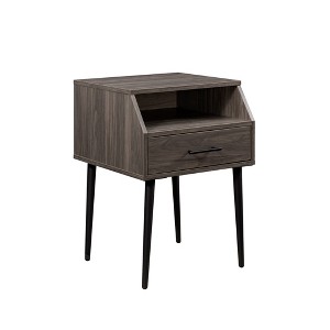 TIRAMISUBEST Contemporary Angled Nightstand ¨C Slate Grey - Light Gray Mobile File Cabinet - 1 of 4