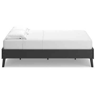 Charlang Black Wood Frame Full Platform Bed with Drawer