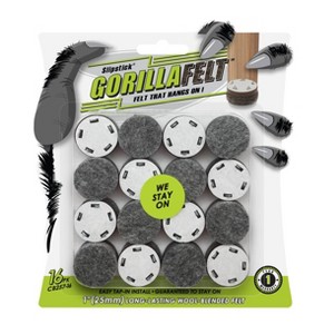 GorillaFelt 1" Round Gorilla Felt Tap-in Chair Glide Floor Protector: Gray Floor Care Accessories, 16 Pack - 1 of 4