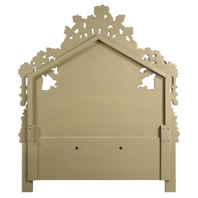 Bernadette White and Gold King Bed with Tufted Upholstery and Nailhead Trim