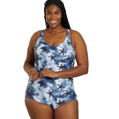 Sporti Sporti Plus Size Sanibel Island Conservative Printed Girl Leg One Piece Swimsuit Sanibel Island 20W