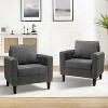 Set of 2 Deionides Tufted Wooden Upholstered Comfy Club Chair For Bedroom And Living Room With Wood Legs  | ARTFUL LIVING DESIGN - 2 of 4