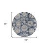 Navy Blue And Gray Floral Washable Indoor Outdoor Area Rug - 3 of 4