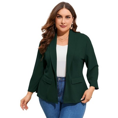 Whizmax Women's Plus Size Casual Blazers Open Front Work Office Jackets Blazer with Pockets