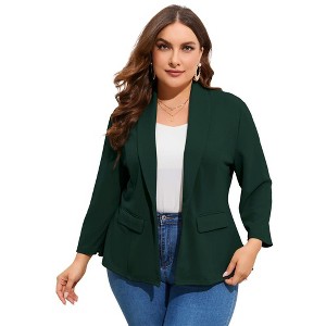 Whizmax Women's Plus Size Casual Blazers Open Front Work Office Jackets Blazer with Pockets - 1 of 4