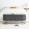 GlasFlength Ottomans and Benches Storage Ottoman Bench Upholstered Tufted Bench Golden Metal Legs for Room, Gray, 48.43"*16.93"*19.69" - 2 of 4